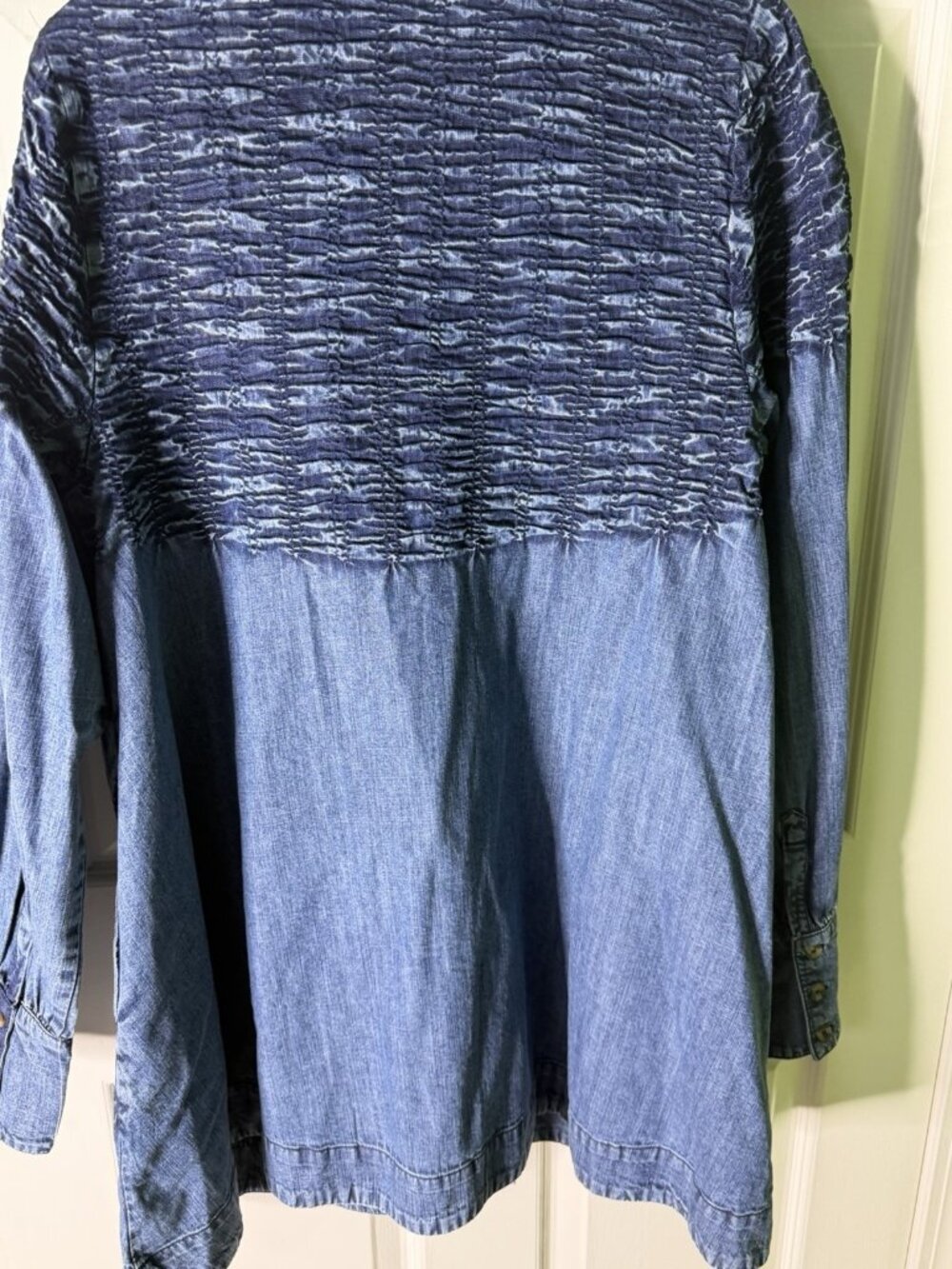 Free People Denim Find Me Now Mini Dress Button Up Celestial Blue M NEW W/TAGS - Picture 6 of 10